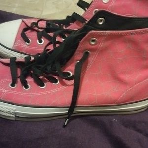Pink snake print converse